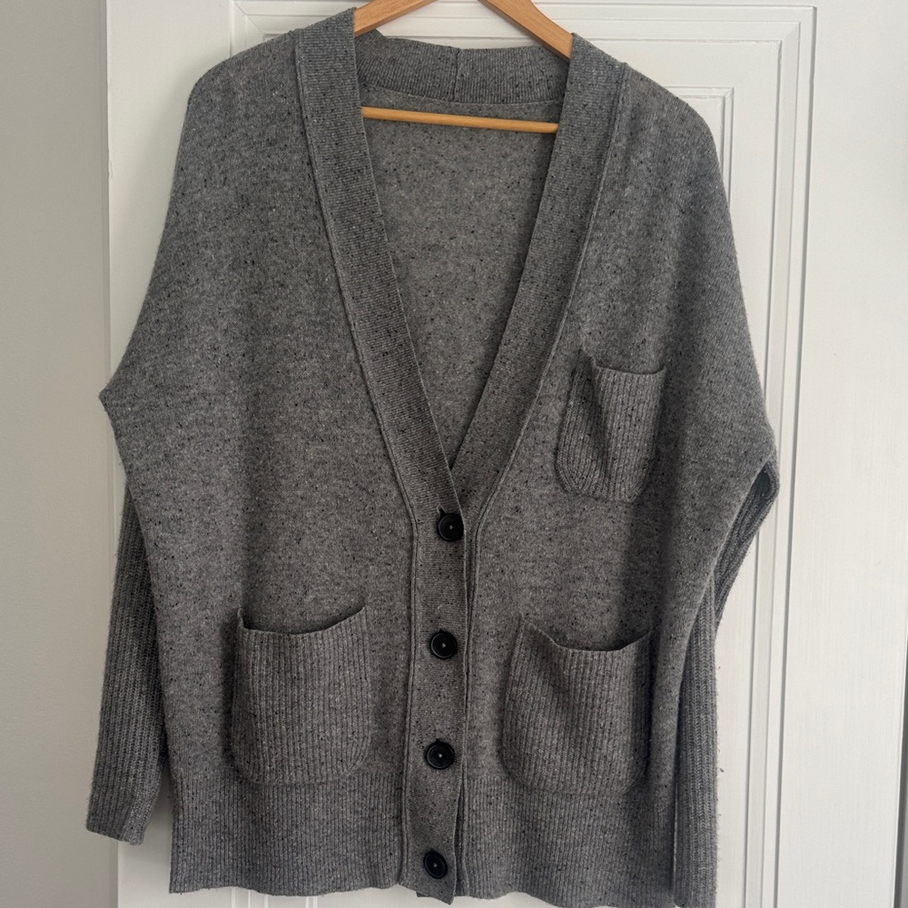 White + Warren Marled Gray Women's Cardigan Sweater